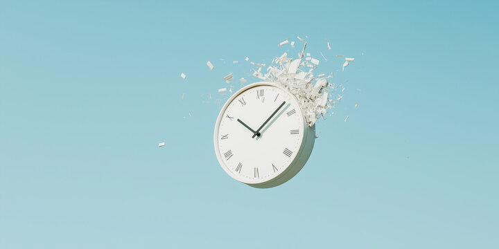 Exploding alarm clock showing time pressure concept