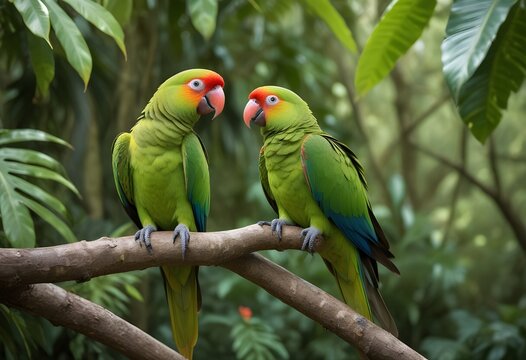 two parrots on a branch