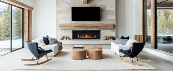 Modern Rustic Living Room with Fireplace