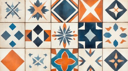 Fototapeta premium Colorful patterned tile design