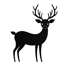 Obraz premium minimalist illustration of deer with antlers, featuring simple black silhouette and white accents for eyes and nose