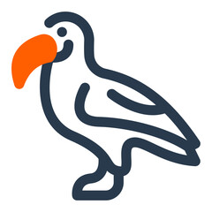 California Condor Standing with Curved Beak Outline