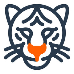 Snow Leopard Face with Whiskers and Forehead Markings