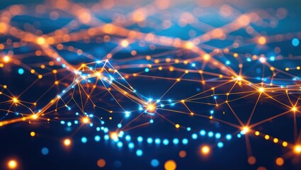 Illustration of a Network of Glowing Connections Representing the Complexity and Interconnectedness in Data Science, Symbolizing Technology's Creation of New Applications.
