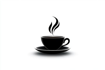 Obraz premium A simple, elegant tea cup icon with rising steam, in a minimalist monochrome style