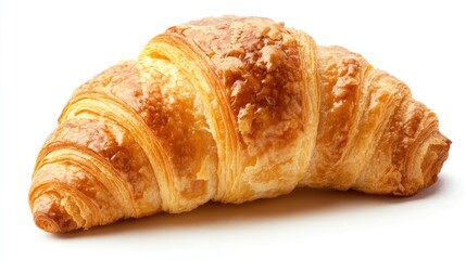 Fresh Croissant Close-Up on White Background