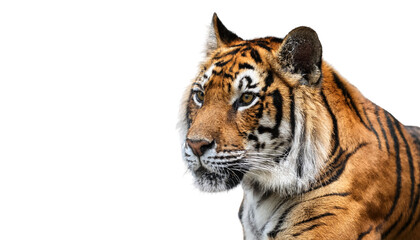 Fototapeta premium Sunda Tiger Isolated On PNG Transparent and White Background 