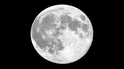 Obraz premium Lunar Serenity: The full moon illuminates the night, a celestial body. A perfect, sphere of celestial beauty. Evokes a sense of calm, vastness, and wonder.