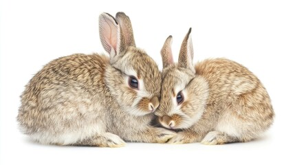 Adorable Small Rabbits Snuggling