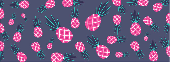 Tropical Pineapple Seamless Pattern for Textile and Wallpaper Design

