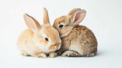 Fototapeta premium Adorable Small Rabbits Snuggling