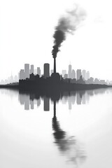 Fototapeta premium Industrial City Pollution Reflection