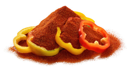 Red hot chili pepper and powder Isolated On PNG Transparent and White Background 
