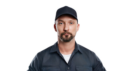 Male Truck Driver Isolated On PNG Transparent and White Background 