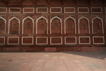 The Famous Red Fort in the city of Agra, India. Tourists visit a Popular tourist attraction. It's a...