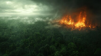 Fototapeta premium Jungle fire devastation