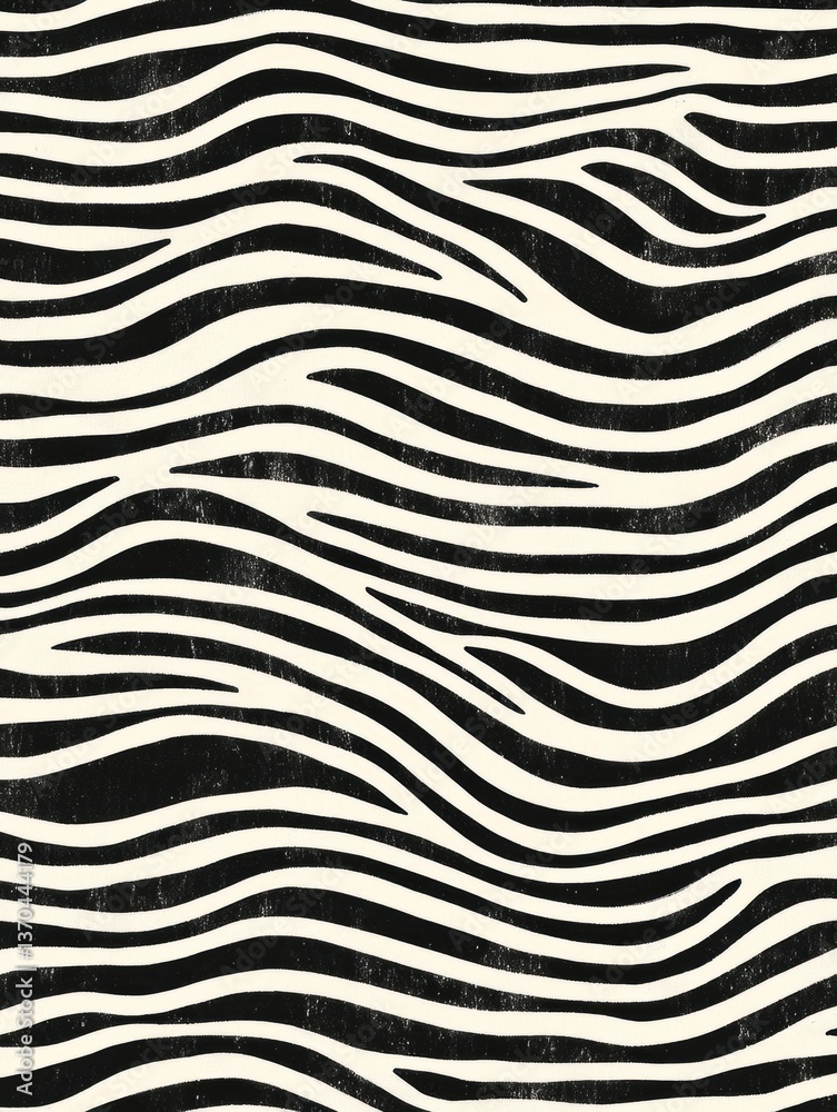 Aufkleber Bold modern abstract pattern featuring minimalistic black and white wavy lines with structured spacing for contemporary design aesthetics