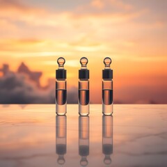 Delicate Ampoules on Marble Surface: Science-Inspired Clarity