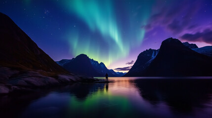 Huge green and purple northern lights