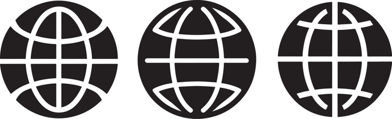 Three Simple Black and White Global Icons