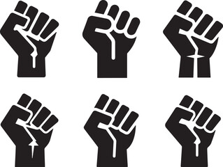 Six Black Power Fist Icons for Protest and Activism