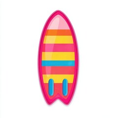 Colorful Striped Surfboard Illustration on White Background
