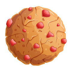 Delicious oatmeal cookies with fruit slices in close-up. The concept of confectionery, cakes, pastries, cooking, confectionery. Isolated vector illustration for the design of menus, posters, banners