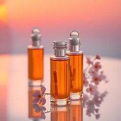 Radiant Glow: Vitamin C Essence in Gleaming Glass Vials