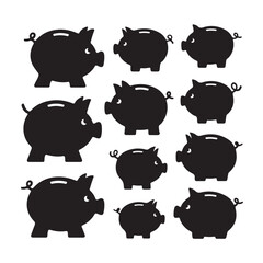 piggy bank icons set
