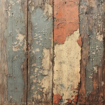 A wooden surface with a lot of paint and scratches on it. The wood appears to be old and worn, giving the impression of a vintage or rustic feel. The combination of the wood