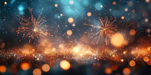 Fototapeta premium Sparkling Firework Display with Glittering Effects and Glowing Lights