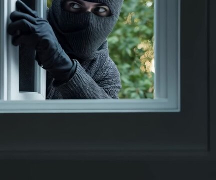 Intruder attempts break-in through a window during late evening hours while homeowners are away