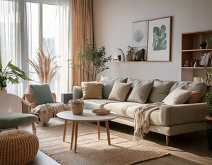 Modern Cozy Living Room with Natural Light and Neutral Decor
