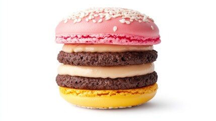 Stack of Colorful Macarons with Distinct Layers