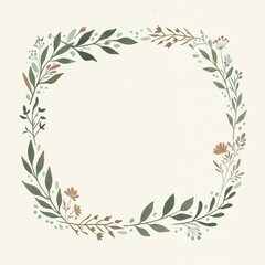 Elegant Botanical Wreath Frame Illustration for Invitations and Art Decor, Featuring Delicate Greenery
