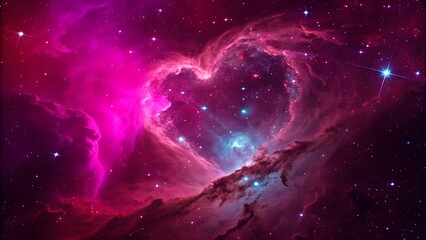 Obraz premium The Pink Heart Nebula shines brightly at the center of the galaxy.