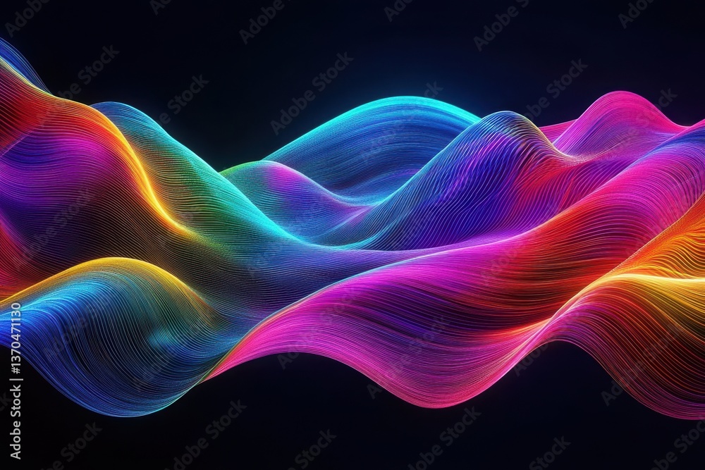 Poster colorful abstract wave patterns create a mesmerizing visual experience in digital art