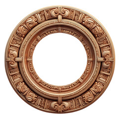 Obraz premium Intricate Circular Wooden Frame with Detailed Ethnic Patterns