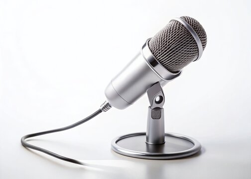 Sleek White USB Microphone for Streaming & Recording: Modern Minimalist Design on Clean Background