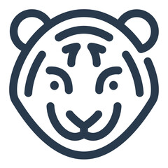 Amur Tiger Face with Bold Stripes and Rounded Ears