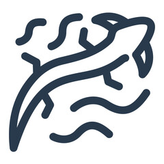 Olm Amphibian Icon in Minimal Line Art Style