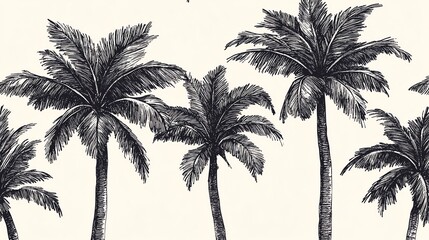 Palm Tree Graphic Illustration Black and White Tropical Summer Design