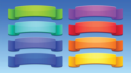 GUI Kit casual Asset for a game, a set of elements for the game interface - vector UI objects. Ribbons.