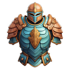 Detailed Illustration of a Vintage Fancy Armor Suit in Vibrant Colors, isolated on transparent background