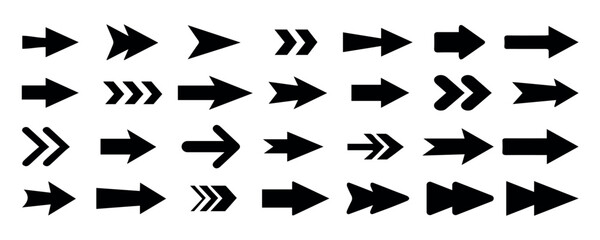 Arrow And Cursor Icons. Mega different cursor arrow direction symbols in flat style. Black arrows icons – stock vector.