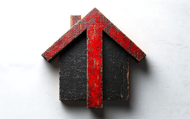 Minimalist Red Arrow with House Icon for Mortgage Downturn  
