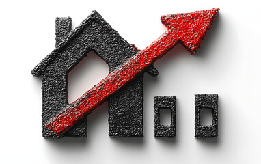 Minimalist Red Arrow with House Icon for Mortgage Downturn  
