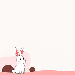 Obraz premium adorable white rabbit sitting on a pink background