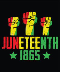 Juneteenth 1865, Juneteenth t-shirt design, Black background.
