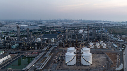 oil and gas storage tank, oil refinery factory plant,  Business oil and gas industrial factory power energy, wasteful resources and pollution concept.